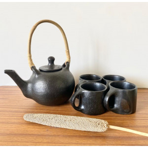 Longpi 4set cup and 1lt kettle tea set with cane handle - Indigi Crafts